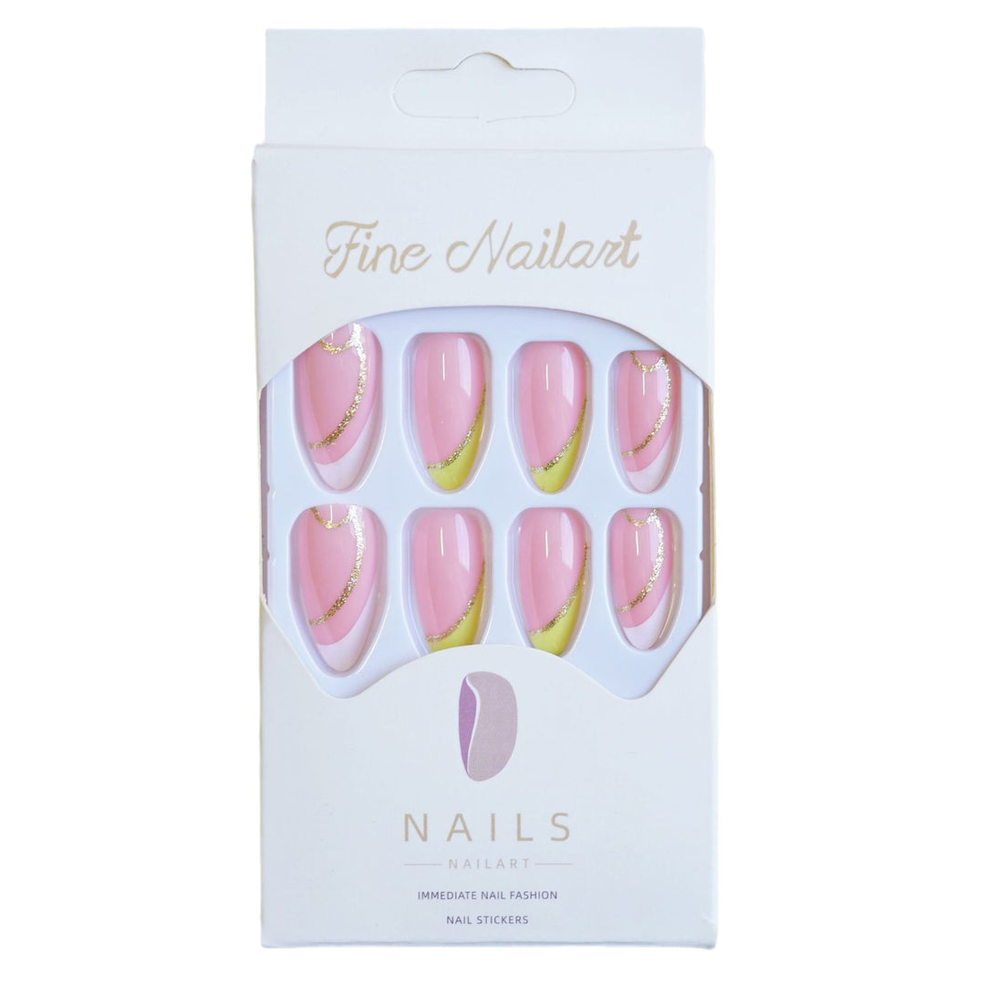 Glamouröse French Tip Press-On Nägel mit glitzernden Akzenten