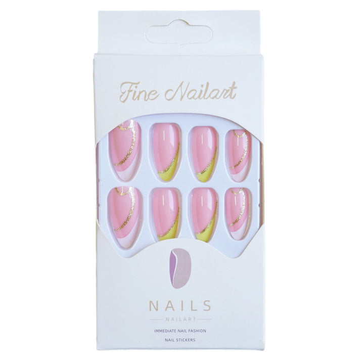 Glamouröse French Tip Press-On Nägel mit glitzernden Akzenten
