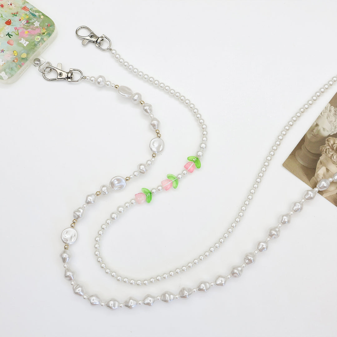 Perlen-Brillen-Kette mit stylischem Karomuster Karnz