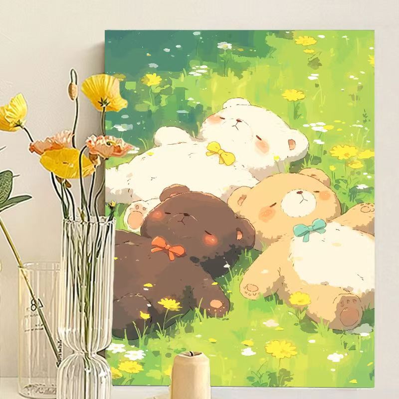 Niedliches Bären-Themen-Kunst-Leinwanddruck Karnz