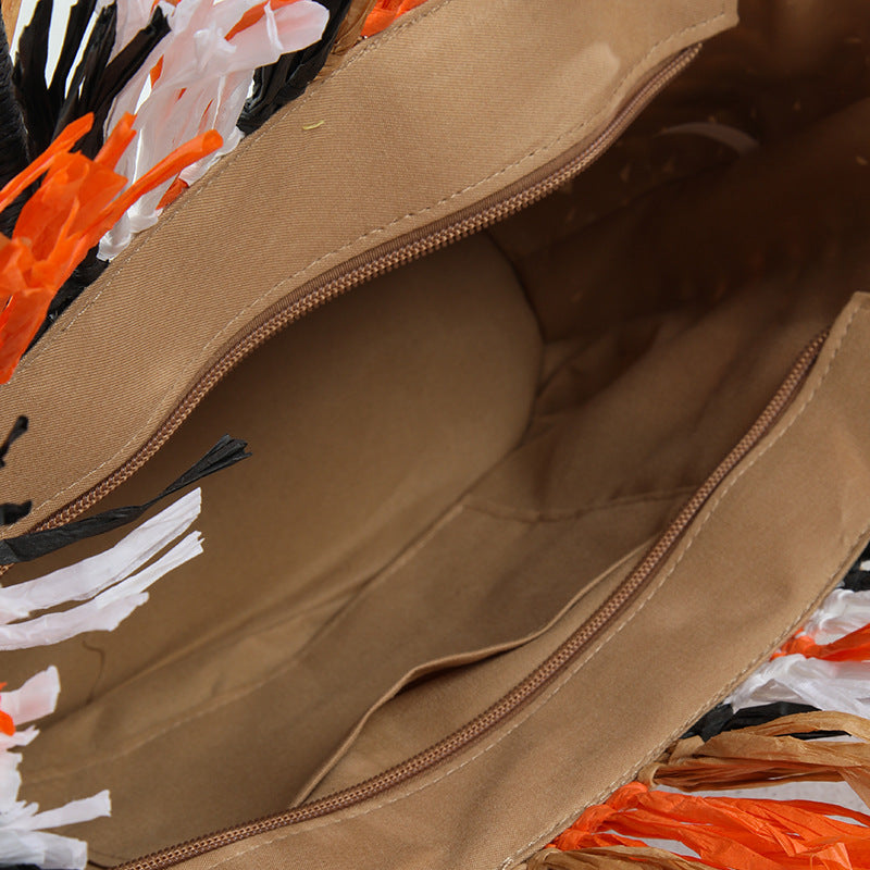 Damen Stilvolle, handgeknüpfte Strandtasche mit fransigem Design Karnz