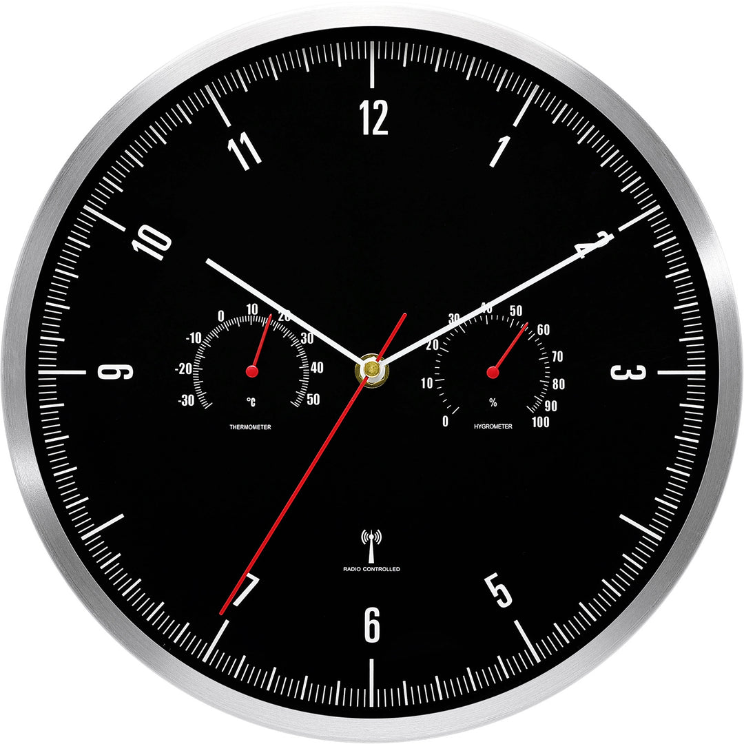 Funk-Wanduhr mit Thermometer und Hygrometer Karnz