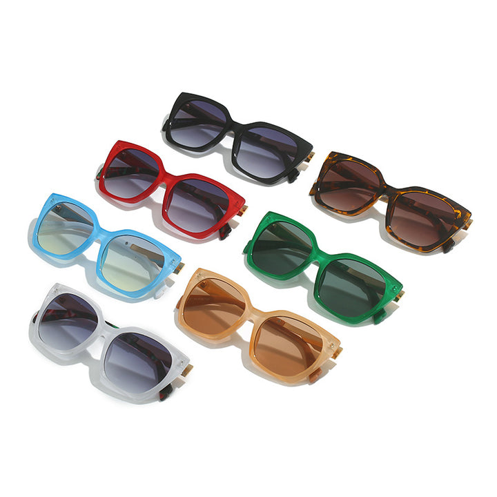 Damen Oversized-Sonnenbrille mit elegantem transparentem Rahmen und goldenen Akzenten Karnz