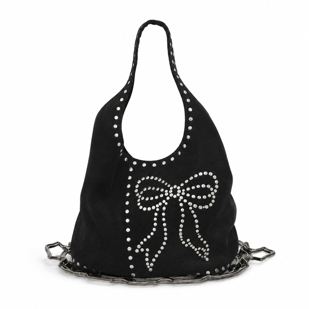 Dekorative Nieten Wildleder Hobo Tasche