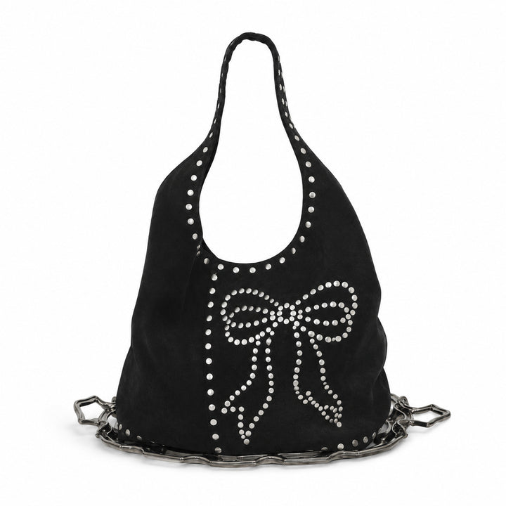 Dekorative Nieten Wildleder Hobo Tasche