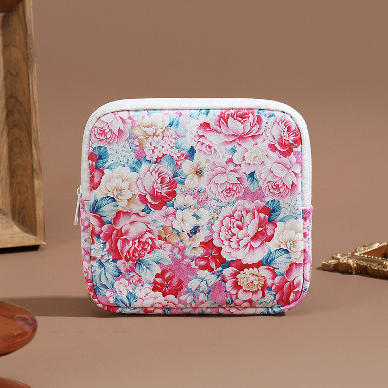 Blumenmuster Reißverschluss-Make-up-Tasche