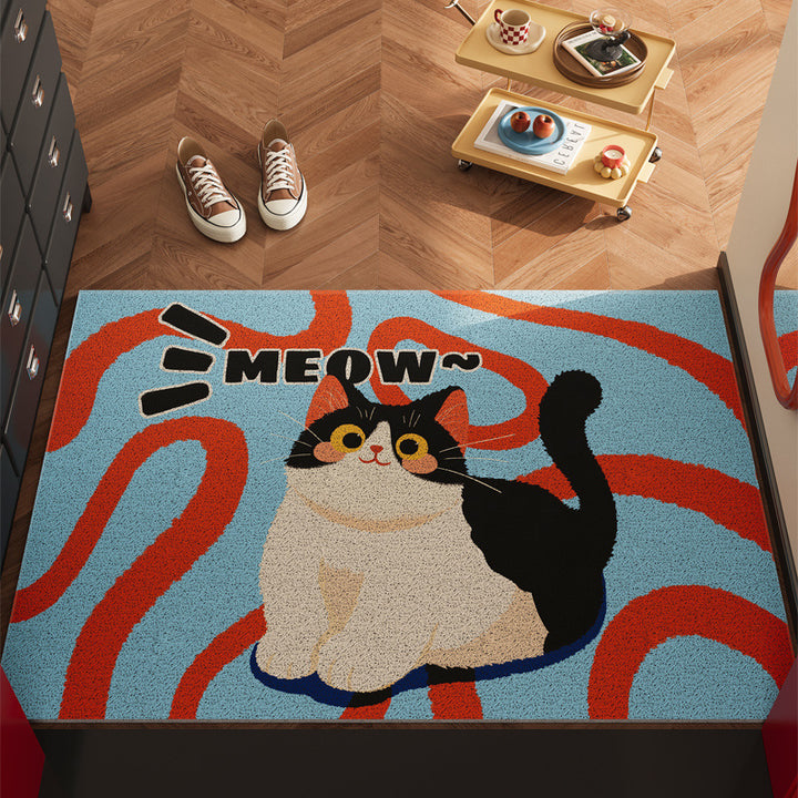 Verspielt Cartoon-Katzen-Motiv Fußmatte