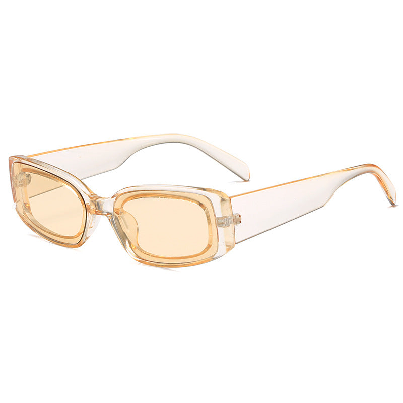 Damen stilvolle Sonnenbrille mit quadratischen Gläsern und transparentem Rahmen Karnz