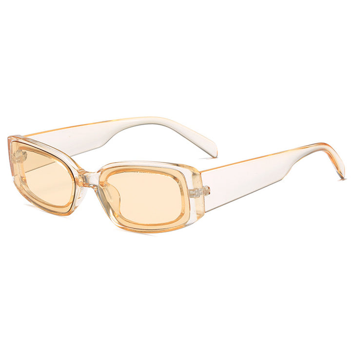 Damen stilvolle Sonnenbrille mit quadratischen Gläsern und transparentem Rahmen Karnz