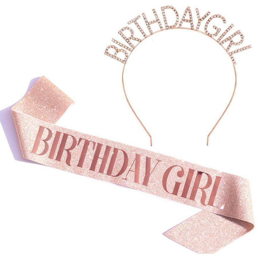 Damen Glitzernde Geburtstagskrone mit festlichem Sash Karnz