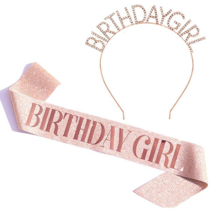 Damen Glitzernde Geburtstagskrone mit festlichem Sash Karnz