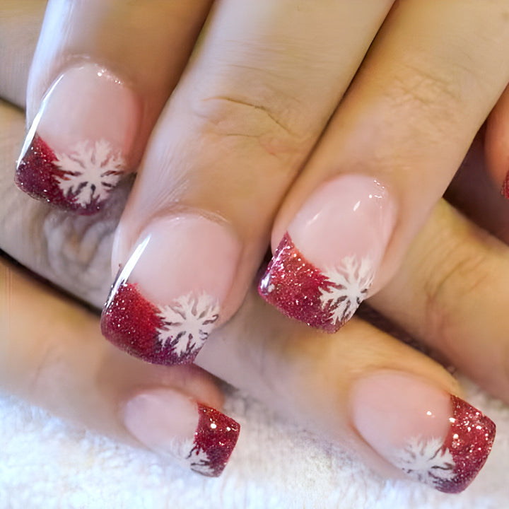 Saisonale Glitzer-Schneeflocken-Nagelkunst Karnz