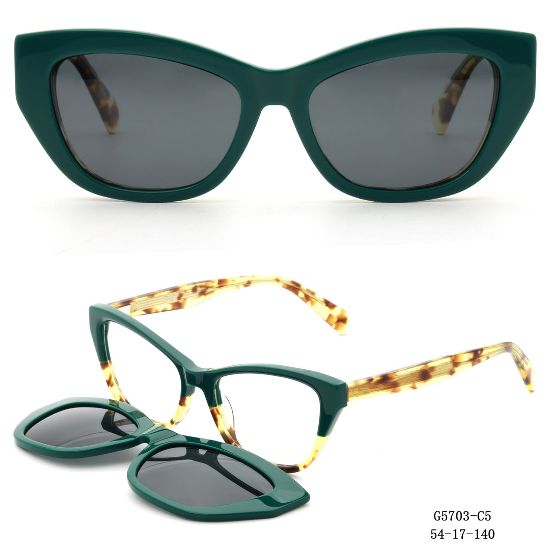 Damen Kunstvoll gestaltete Cat-Eye Sonnenbrille mit abnehmbaren Gläsern Karnz
