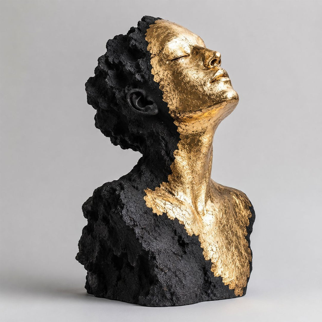 Künstlerische goldene und schwarze dekorative Büste Skulptur