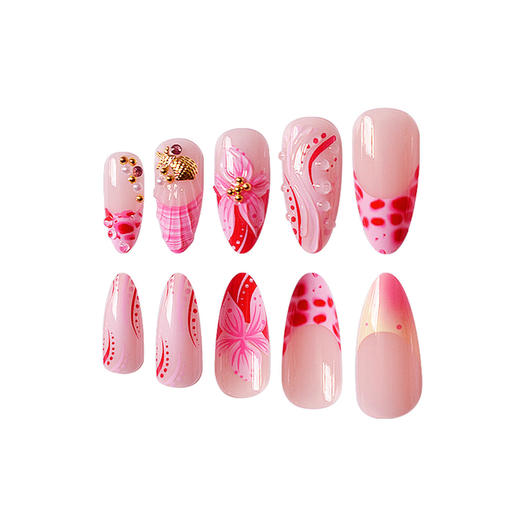 Florales Design Stiletto Press-On Nägel Karnz