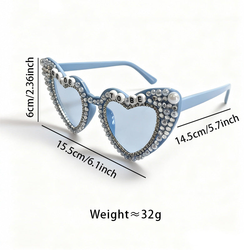 Herzförmige mit Perlen verzierte Sonnenbrille Karnz