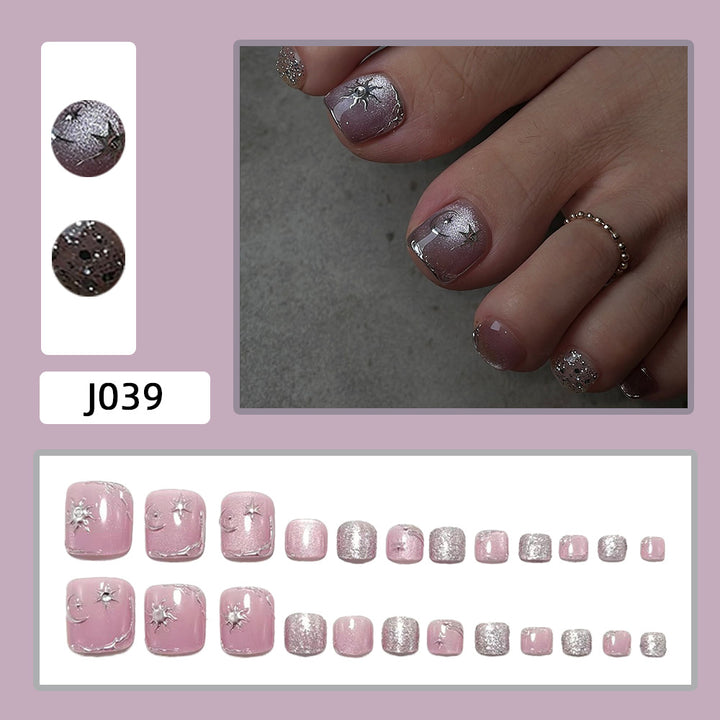 Fußnagelkunstset mit Silbernen Sternen- und Glitzerakzenten Karnz