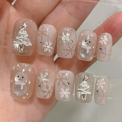 Künstlerisches, winterliches Press-On-Nagelset
