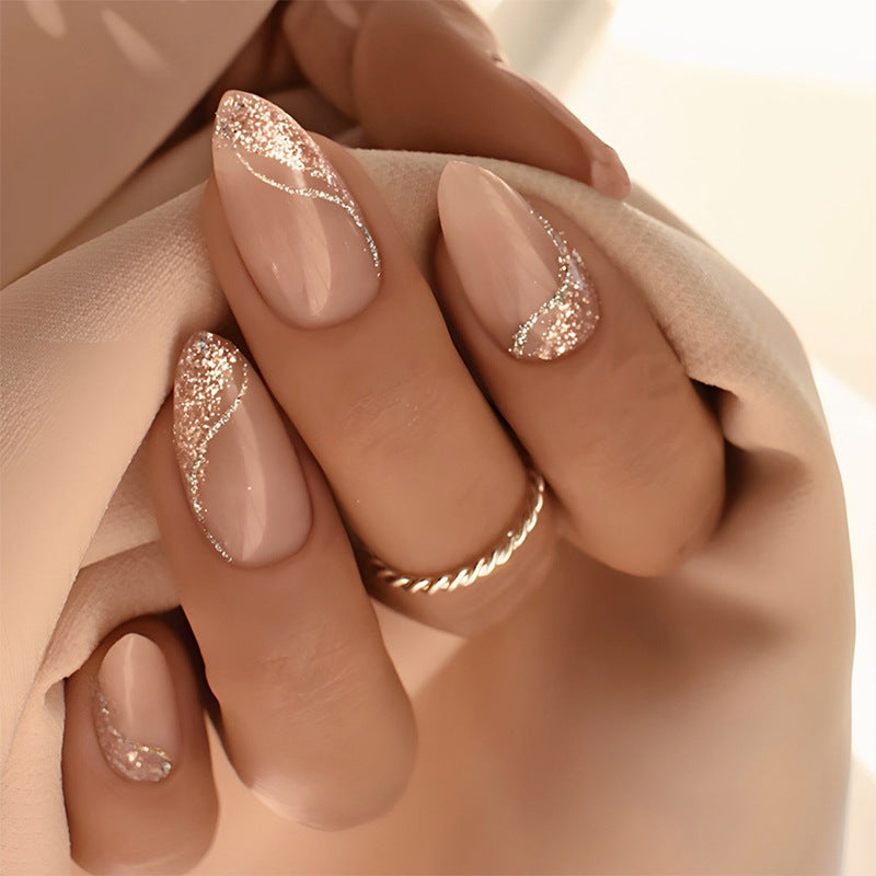 Glitzernd Elegantes Press-On Nagelset Karnz