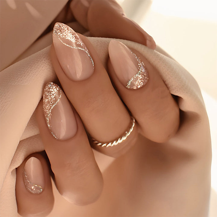 Glitzernd Elegantes Press-On Nagelset Karnz