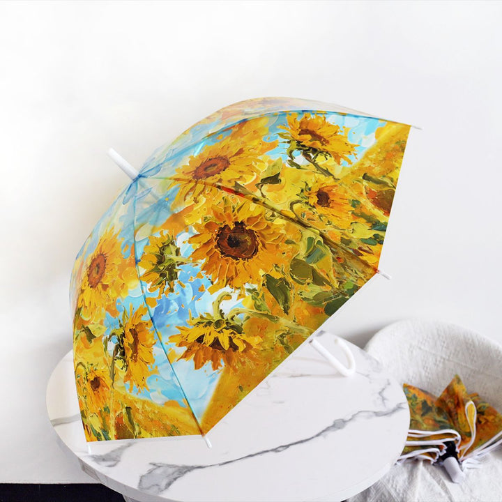 Damen Regenschirm mit lebhaftem Sonnenblumen-Motiv Karnz