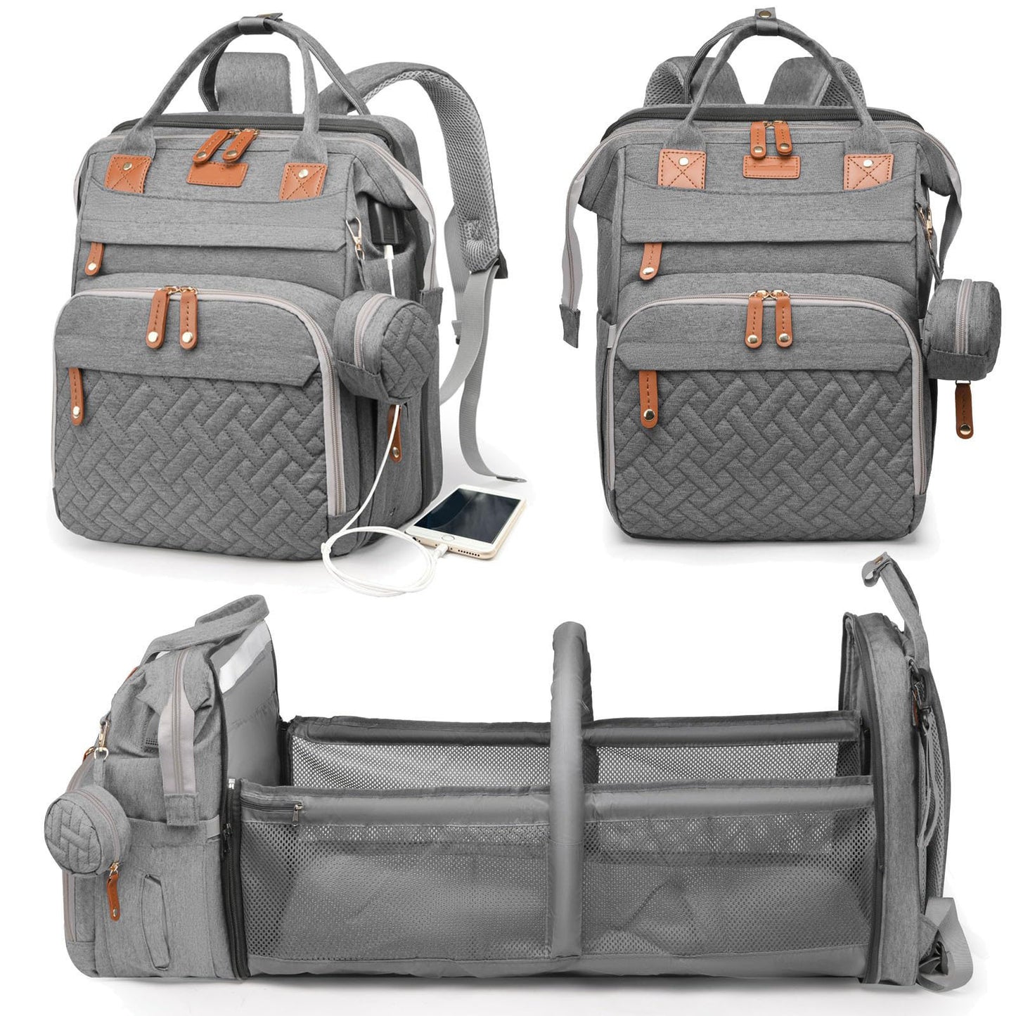 Unisex Multifunktionaler Rucksack mit abnehmbarem Reißverschluss und isolierter Fächer Karnz
