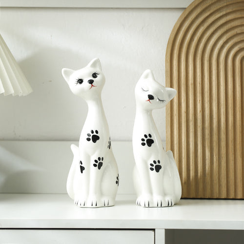 Verspieltes Keramikkatzenfiguren-Set Karnz