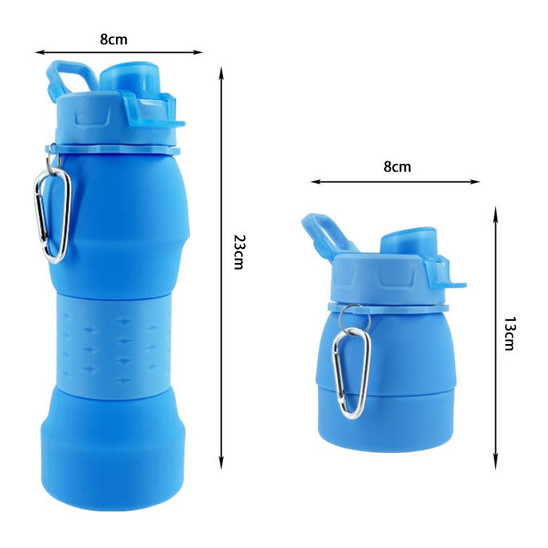 Unisex Silikon Trinkflasche mit Karabinerhaken und Faltmechanismus Karnz