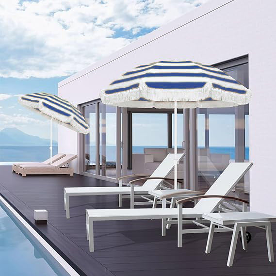 Damen Sonnenschirm mit stylishen Quasten Karnz