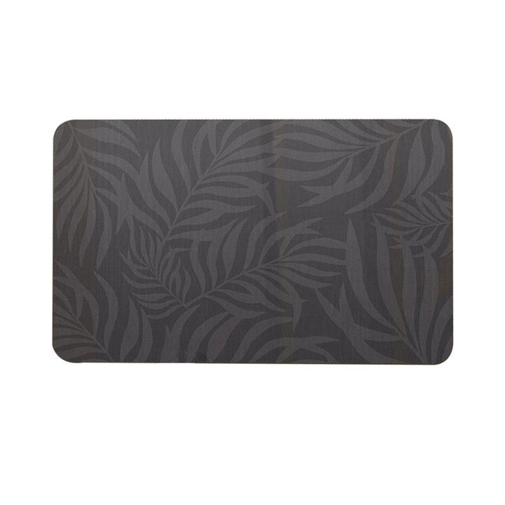 Decorative Low-Profile Absorbent Leaf-Pattern Bathroom and Entry Mat