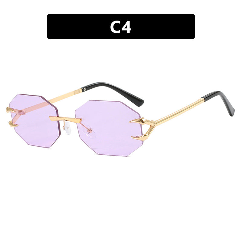 Damen geometrische Sonnenbrille mit modernem Metallrahmen Karnz