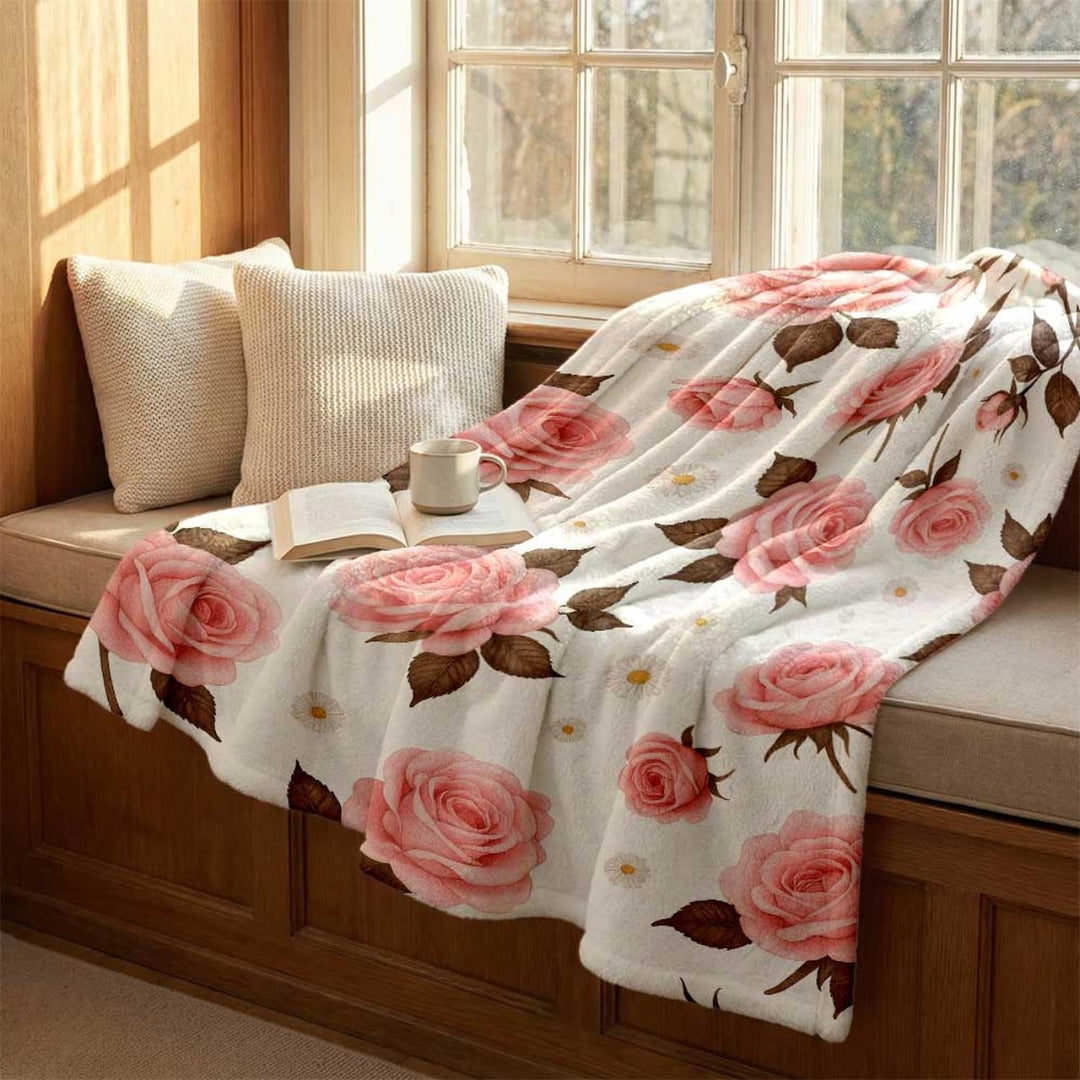 Florales Druck Fleece-Wurfdecke