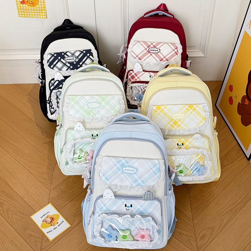 Stylischer Mehrfach-Taschen-Rucksack mit niedlichen dekorativen Akzenten Karnz