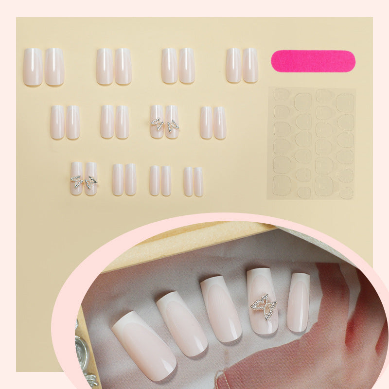 Premium Dekorative Press-On Nagelset mit Eleganten Schmetterlingsakzenten Karnz