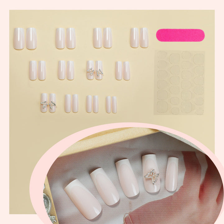 Premium Dekorative Press-On Nagelset mit Eleganten Schmetterlingsakzenten Karnz