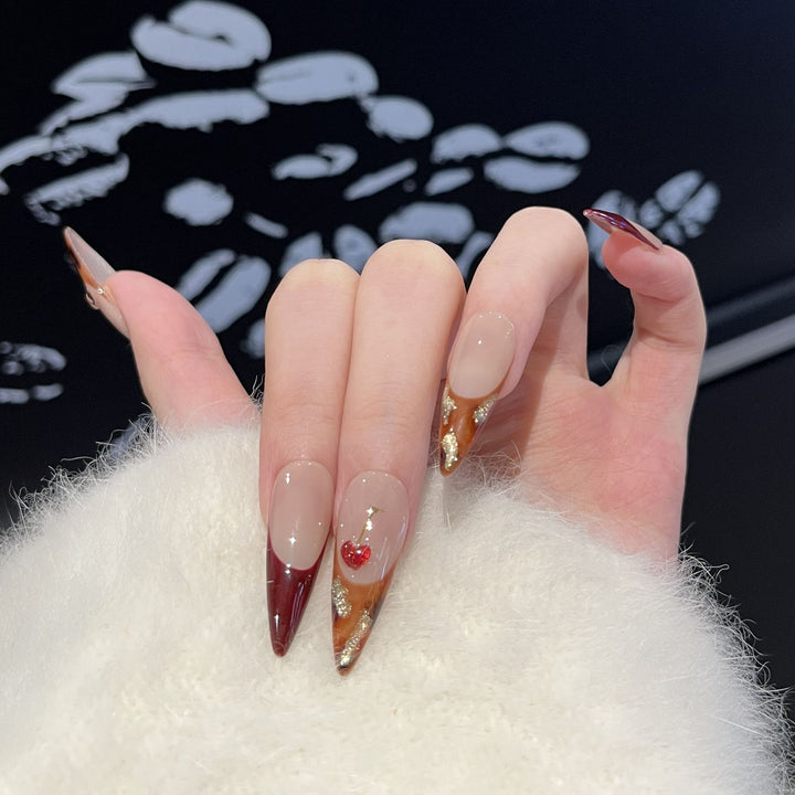 Künstlerisches Floral Design Stiletto Druck-Nagelset Karnz