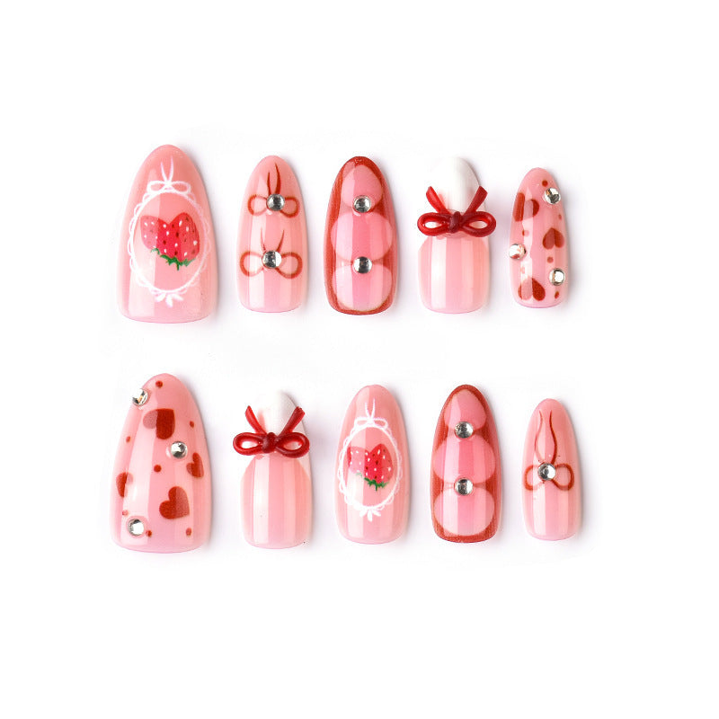 Dekorative Erdbeer-Themen Press-On Nagelspitzen Karnz