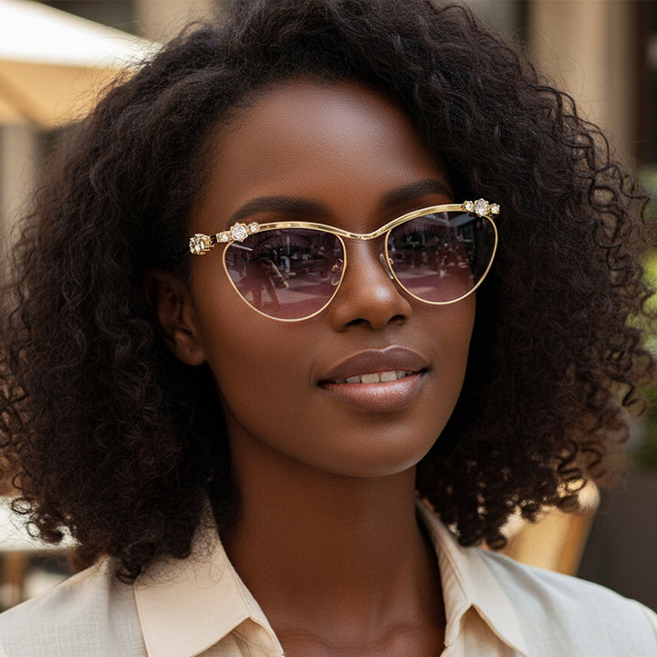Damen Designer-Sonnenbrille mit funkelnden Details Karnz