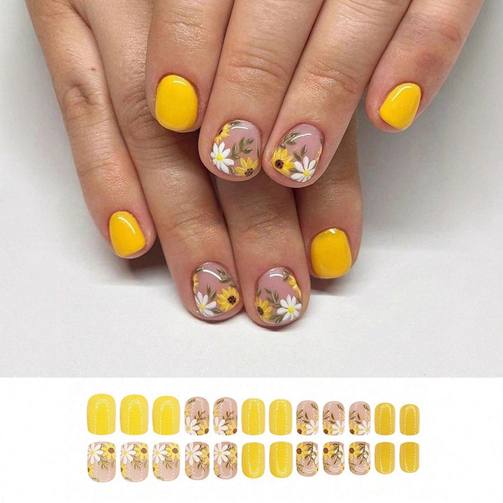 Künstlerisches floral Press-On Nagelkunst Set Karnz