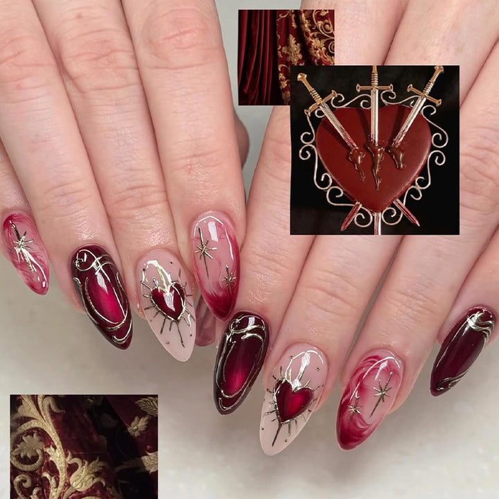 Künstlerisches Press-On Nagelkunstset mit eleganten Herzdesigns Karnz