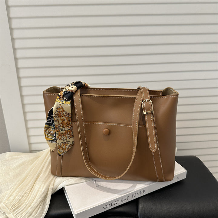 Elegante strukturierte Tote-Bag mit Schal-Detail