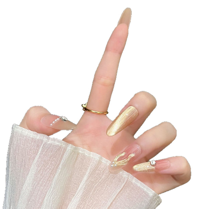 Dekorative mit Kristallen verzierte Press-On Nagelkunst Karnz