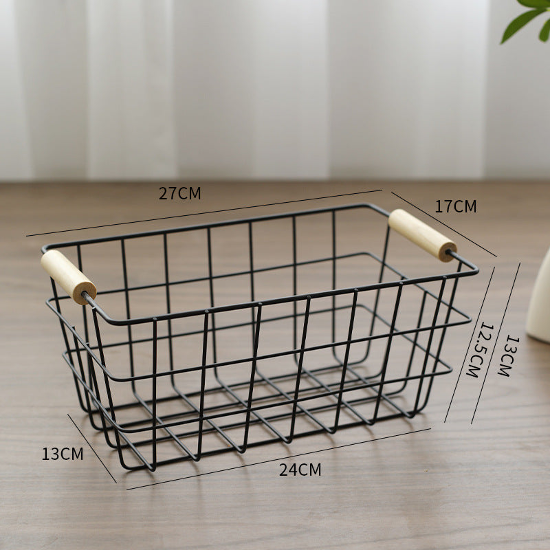 Unisex Drahtaufbewahrungskorb mit ergonomischen Holzgriffen Karnz