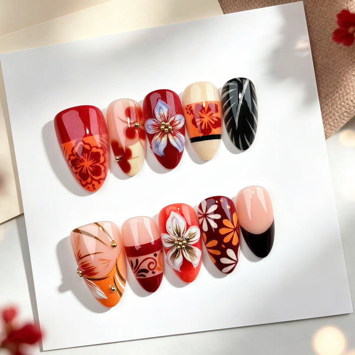 Künstlerisches Florales Press-On Nagelkünste Set 1790746209