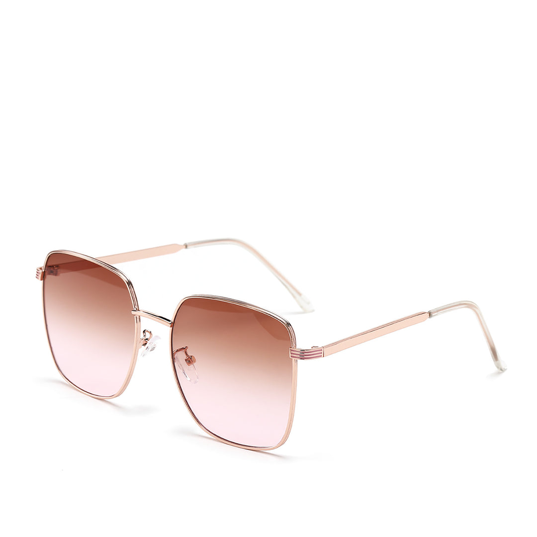 Damen quadratische Sonnenbrille mit elegantem Metallrahmen und verspiegelten Gläsern Karnz