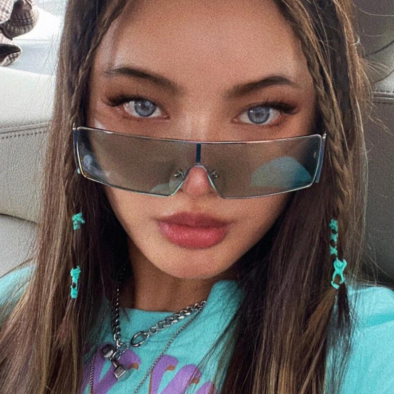 Damen geometrische Sonnenbrille mit futuristischem Design und strapazierfähigem Rahmen Karnz