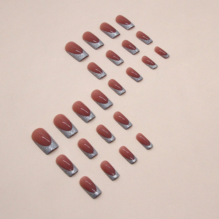 Glitzernde Französische Spitze Nagelkunst Karnz