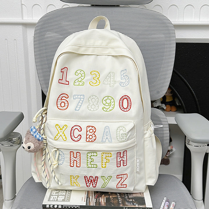 Verspielter Alphabet Bestickter Rucksack