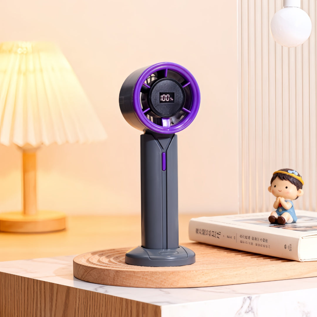 Damen Tragbarer Mini-Ventilator mit digitaler Geschwindigkeitsanzeige und USB-Ladefunktion Karnz
