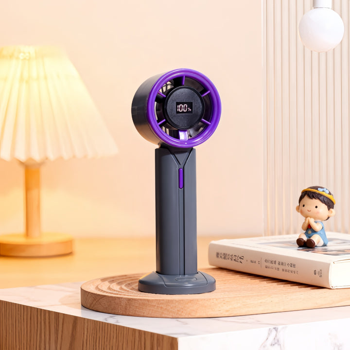 Damen Tragbarer Mini-Ventilator mit digitaler Geschwindigkeitsanzeige und USB-Ladefunktion Karnz